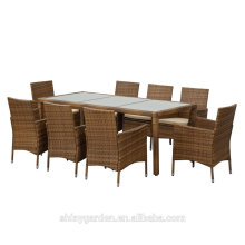 Rattan Outdoor Patio Dinning Table Chair Set Cushioned Garden Furniture Set (KD)